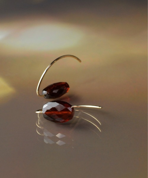 ピアス 「anq.」K10・ OneStoneピアス(カイヤナイト、スモーキークォーツ、オニキス) レディース_8
