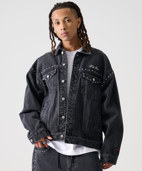 FUBU（フブ） デニムジャケット gジャン スタッズ コットン デニム