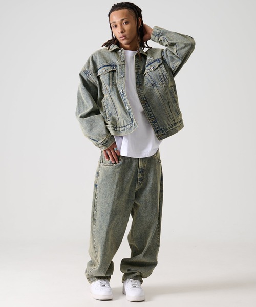 FUBU（フブ） デニムジャケット gジャン スタッズ コットン デニム