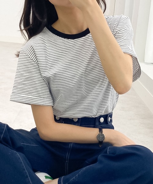 tシャツ Tシャツ 細ボーダー半袖Tシャツ レディース : ZOZOTOWN