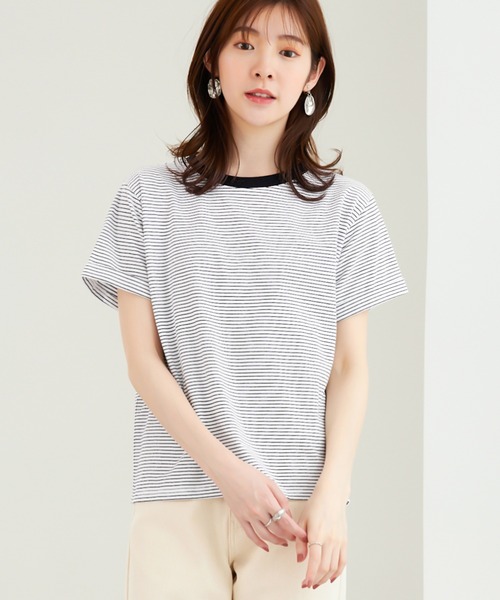 tシャツ Tシャツ 細ボーダー半袖Tシャツ レディース : ZOZOTOWN