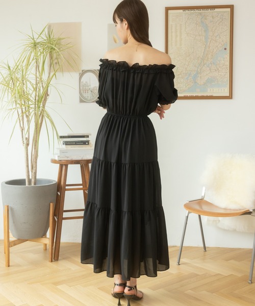 Ada. ワンピース 2WAYオフショルティアードシフォンワンピース
