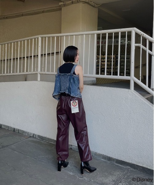 Ameri パンツ Disney MICKEY TAG SYNTHETIC LEATHER PANTS