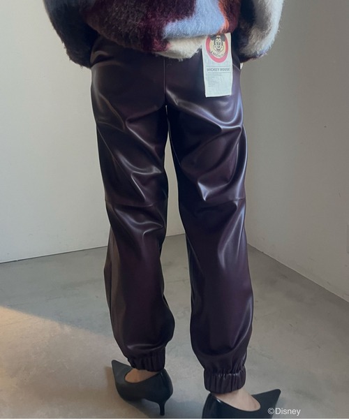 Ameri パンツ Disney MICKEY TAG SYNTHETIC LEATHER PANTS