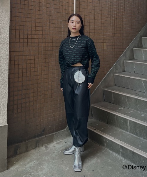 Ameri パンツ Disney MICKEY TAG SYNTHETIC LEATHER PANTS