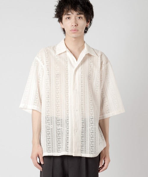 seyto サイズ2 / ウエスタンシャツレースシャツ Western lace short shirt / ウエスタンシャツレースシャツ
