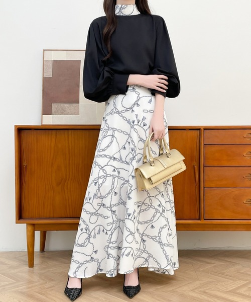 celine セリーヌ　花柄　ボタニカル　セットアップ　ベスト　スカート　レア ECLIN セットアップ バックリボン袖ボリュームハイネック