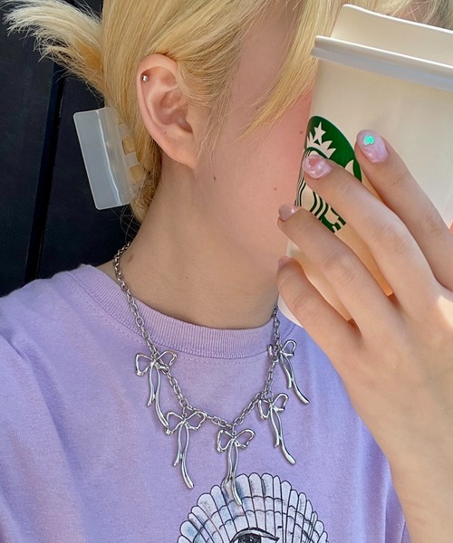 B.R.U ネックレス メタル5連リボンチェーンネックレス レディース