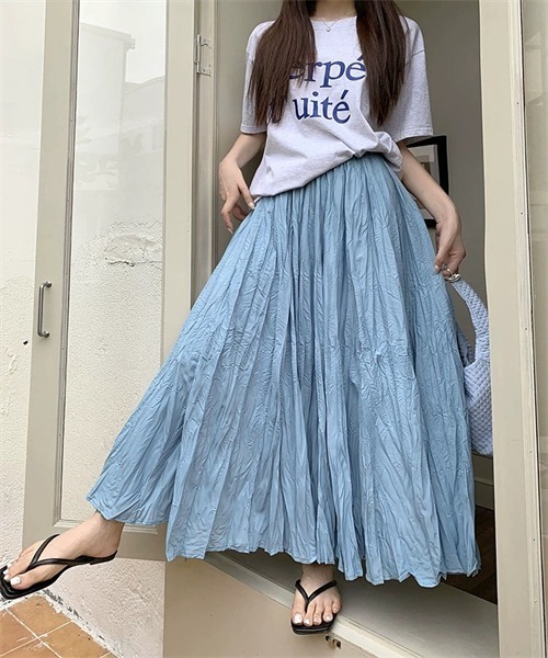 FREE STYLISTS スカート 皺加工フレアマキシ丈スカート : ZOZOTOWN