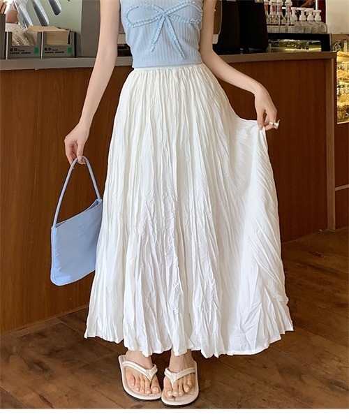 FREE STYLISTS ロング スカート 皺加工フレアマキシ丈スカート