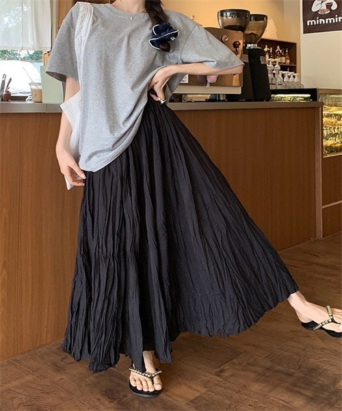 FREE STYLISTS スカート 皺加工フレアマキシ丈スカート : ZOZOTOWN