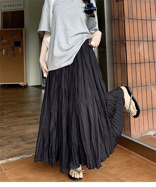 FREE STYLISTS スカート 皺加工フレアマキシ丈スカート : ZOZOTOWN