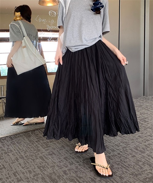 FREE STYLISTS スカート 皺加工フレアマキシ丈スカート : ZOZOTOWN