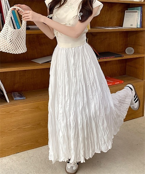 FREE STYLISTS ロング スカート 皺加工フレアマキシ丈スカート