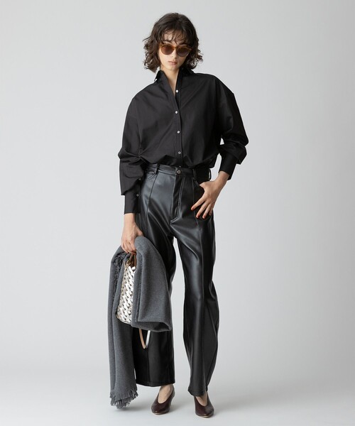 allureville パンツ フェイクレザーフロントシームパンツ