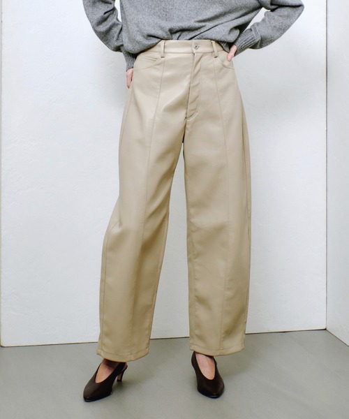 allureville（アルアバイル） パンツ フェイクレザーフロントシーム