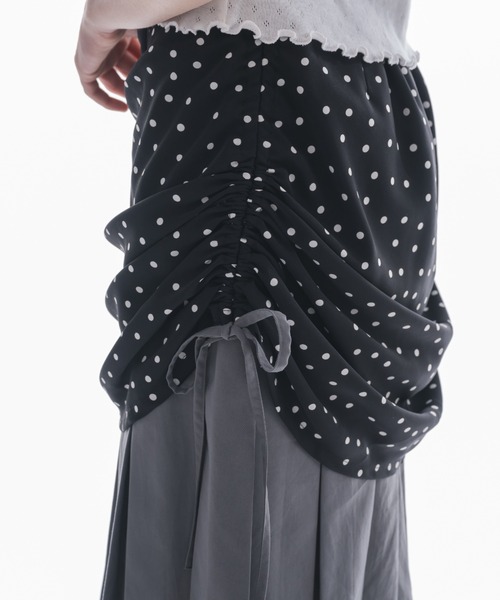 check pleats skirt / サイドドロストチェックスカート スカート drawstring check pleats skirt / ローウエスト