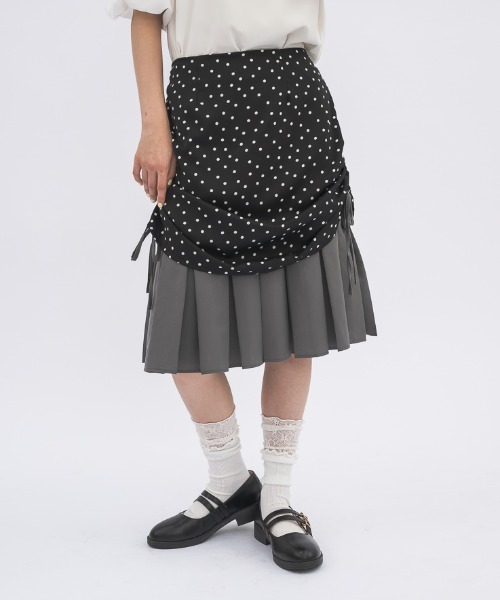 年末のプロモーション大特価！ スカート サイドドロスト / skirt pleats check drawstring スカート