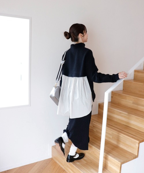 ニット セーター バックプリーツ スライバーニット レディース Jines ニット セーター バックプリーツ スライバーニット