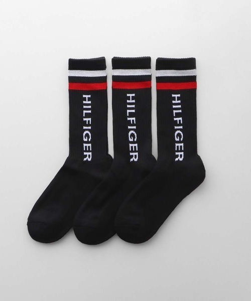 ブラック4足組新品 トミー ヒルフィガー ブランドレディース　黒灰　靴下ソックス TOMMY HILFIGER（トミー・ヒルフィガー） 靴下 「3足セット」TOMMY