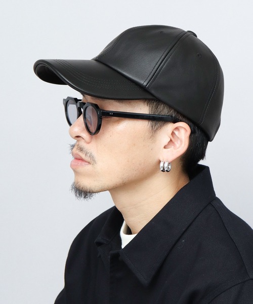 メンズ メッシュキャップ ストリート スタイル レザー調 ブラック 帽子 Mr.COVER メッシュキャップ キャップ 帽子 メンズ 本革 シープレザー