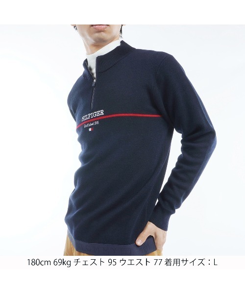 新品未使用　トミーヒルフィガーゴルフ薄手のセーター トミー ヒルフィガーゴルフ】 スリーブロゴモックネックセーター