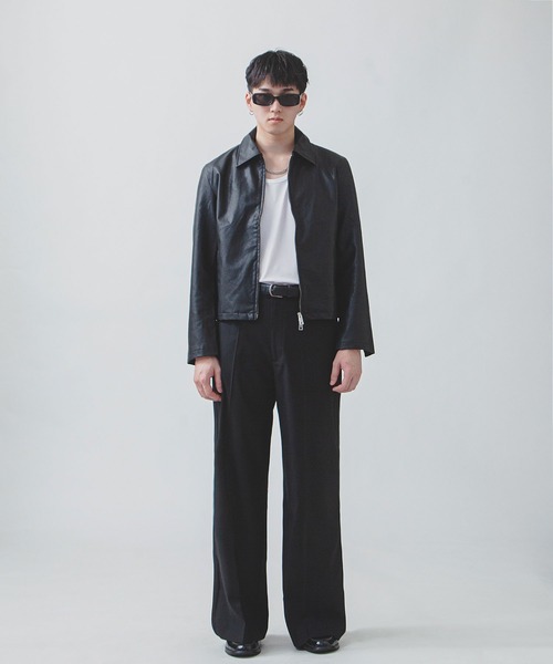 短丈 ジャケット Jacquard Collarless Jacket｜ショート丈ジャガードジャケット
