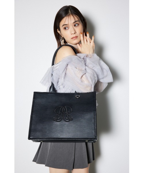 新品タグ付き rienda WRRロゴフェイクレザー トートバッグ rienda トートバッグ 「WEB・一部店舗限定」WRRロゴフェイク