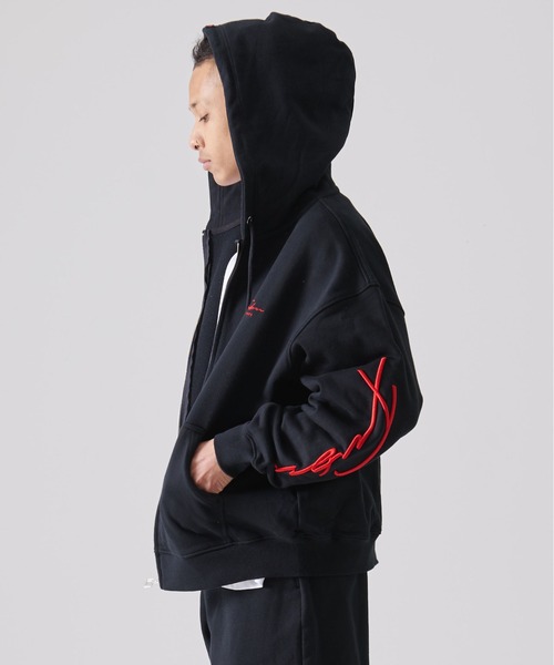 FUBU パーカー フブ ブランド ロゴ 筆記体 刺繍 フルジップ 長袖