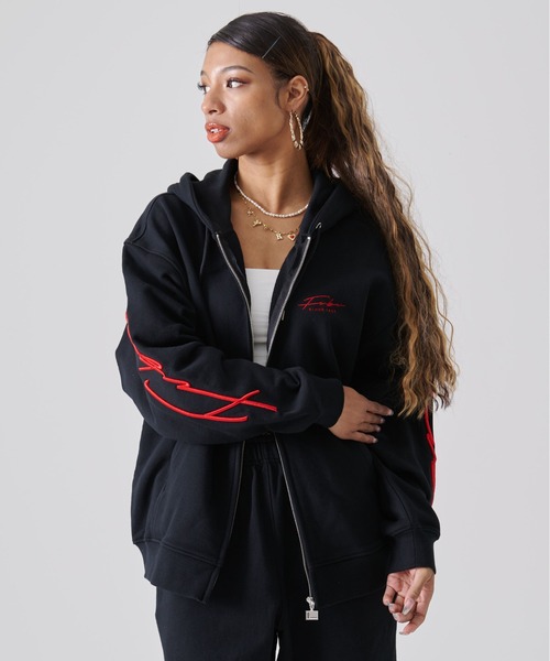 FUBU（フブ） パーカー ブランド ロゴ 筆記体 刺繍 フルジップ 長袖