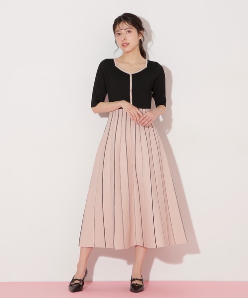 美品 JILLSTUART ジル 細見え ニット ワンピース プリーツ Free