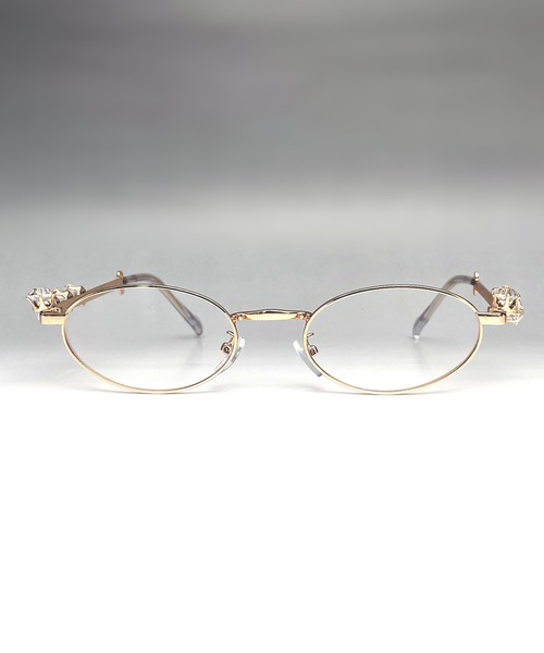 サングラス オーバル ビジュー バタフライ メタル リムレス UVカット サングラス メガネ 韓国 ストリート メンズ レディース レディース メンズ | Candlestick | 26