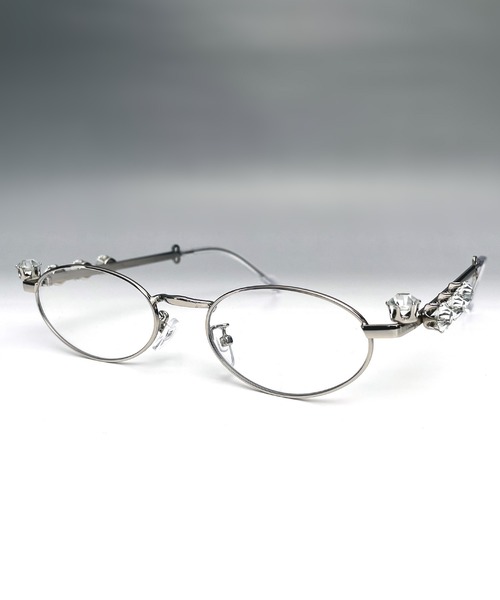 サングラス オーバル ビジュー バタフライ メタル リムレス UVカット サングラス メガネ 韓国 ストリート メンズ レディース レディース メンズ | Candlestick | 18