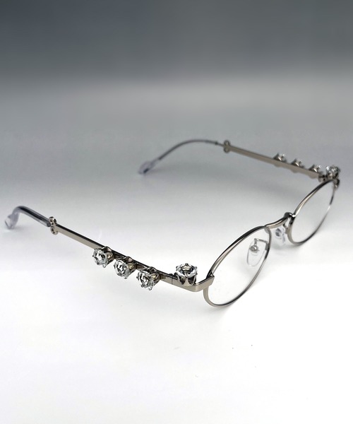 サングラス オーバル ビジュー バタフライ メタル リムレス UVカット サングラス メガネ 韓国 ストリート メンズ レディース レディース メンズ | Candlestick | 23