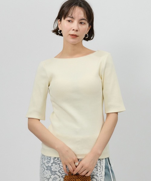 BABYLONE（バビロン） tシャツ 「洗濯可」カップ付き5分袖プルオーバー 