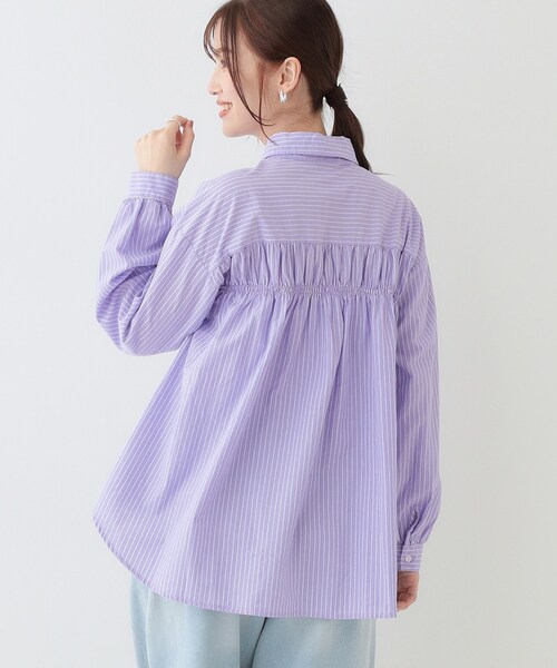 SHOO・LA・RUE ブラウス シャツ 「洗える」バックギャザーが