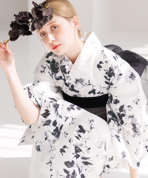 dita 二部式浴衣 3点セット（ゆかた・しわへこ帯・下駄） かんたん着付け】二部式浴衣 3点セット（ゆかた・しわへこ帯