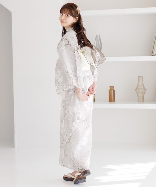 Dita 【かんたん着付け】二部式浴衣 3点セット（ゆかた・しわへこ帯・下駄） かんたん着付け】二部式浴衣 3点セット（ゆかた・しわへこ帯