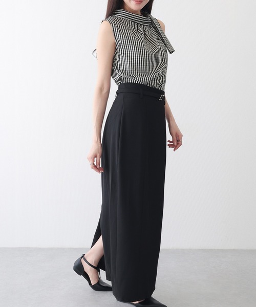 Lace Ladies スカート ベルト付き バックスリット ナロー ロング