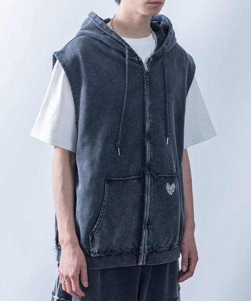 Starting Over ベスト ジレ one point sleeveless zip hoodie