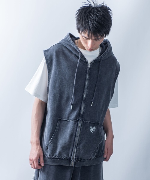 Starting Over ベスト ジレ one point sleeveless zip hoodie