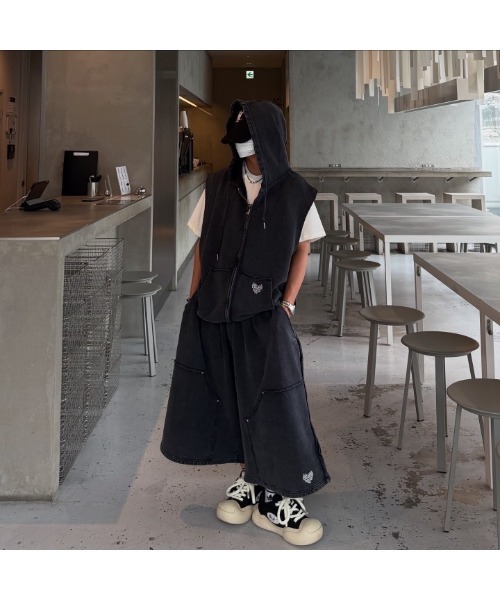 Starting Over ベスト ジレ one point sleeveless zip hoodie