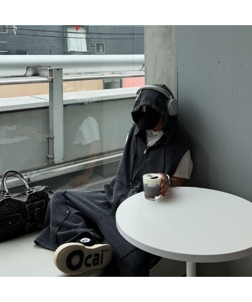 Starting Over ベスト ジレ one point sleeveless zip hoodie