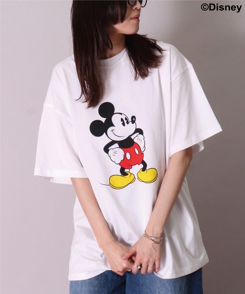 Tシャツホワイト　ICEBERG ＳミッキーマウスTシャツ男女兼用レア Disney tシャツ (DV)「Disney」ミッキーマウス プリント Tシャツ