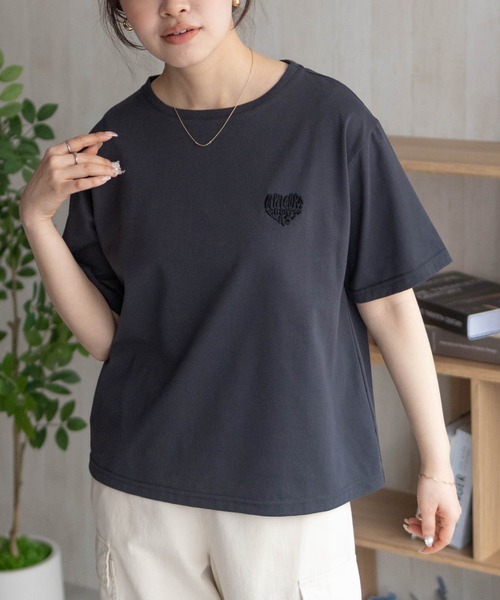 NAVY tシャツ ハートロゴ刺繍Tシャツ レディース : ZOZOTOWN Yahoo!店