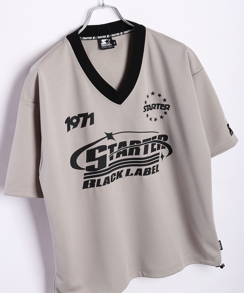 STARTER tシャツ BLACK LABEL メッシュ ビッグロゴ Vネック 半袖