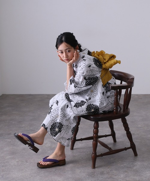 大人兵児帯【ブラックリリー】【シャクヤク紅】のセット yulie 浴衣 大人浴衣2点セット洗える 綿麻帯 兵児帯 女性 黒 選べる