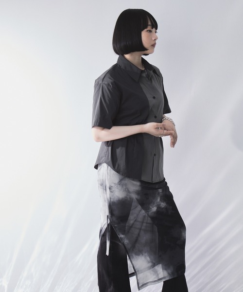 ELUNIS ワンピース ニュアンス柄シアーワンピース（ペチワンピース