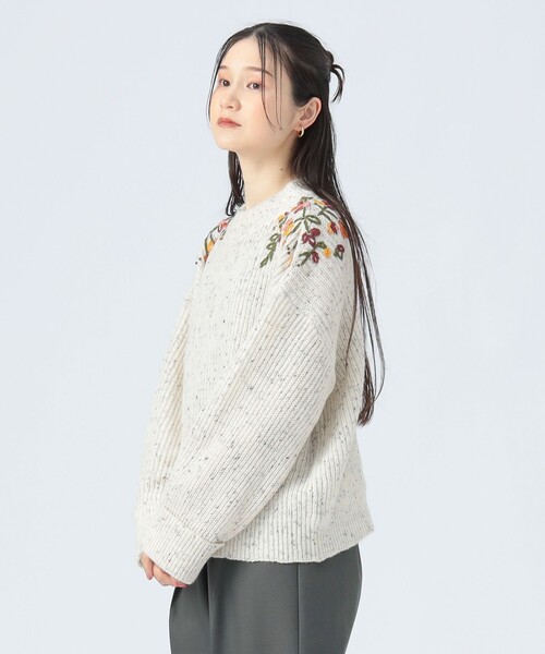 ニット セーター フラワー ハンド刺繍 ニット レディース