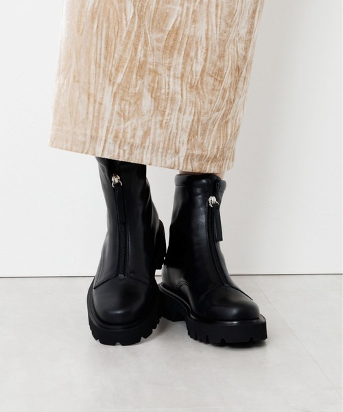 24AW✨️現行近　卑弥呼HIMIKO　フロントジップブーツ　ブラック　レザー ヒミコ 卑弥呼 フロントジップブーツ/651409 （ブラック） -靴